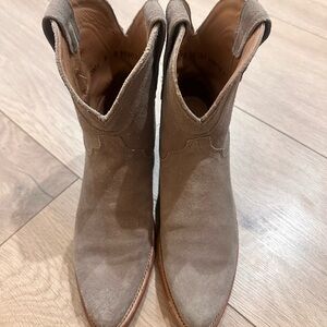 Tecovas Taupe Suede Ankle Booties